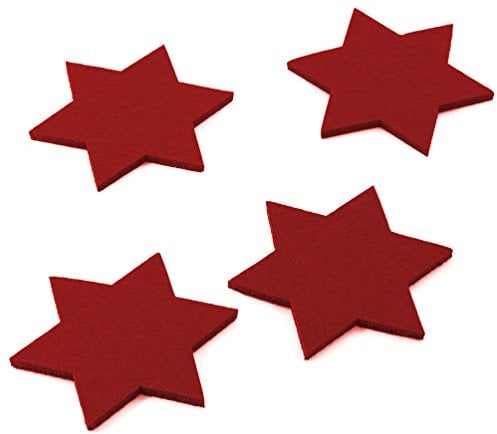 Oblique-Unique® Filzuntersetzer Sterne 4er Pack für Tisch und Deko - Weihnachten (Weinrot)