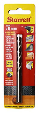 Starrett Brocas de punta dividida, acero HSS de alta velocidad, 6 x 93 mm, broca helicoidal, para acero, hierro fundido, madera, materiales blandos, hierro