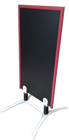 Panneau trottoir sur piétement métal blanc avec cadre bois rouge vin dimensions 120 x 65 cm