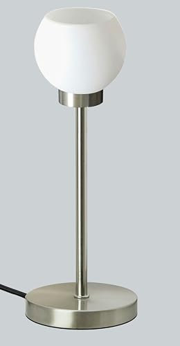 Trango 2018-06 LED Schreibtischlampe in Nickel matt mit satinierte Glasschirm Serie *EARTH * Tischleuchte, Nachttischlampe, Fensterbankleuchte incl. 1x 4,5 Watt LED Modul Leuchtmittel 3000K warmweiß