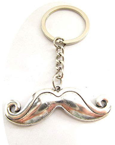 Breloque moustache Keychain amusante initiale porte-clés personnalisé breloque initiale monogramme, Argent vieilli., L