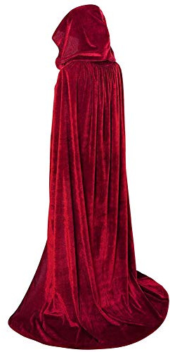 JYOHEY Schwarzer oder roter Samt-Umhang, Halloween, Kostüm, Unisex
