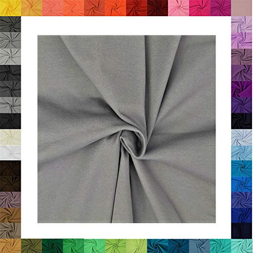 Jersey Baumwolljersey Uni Meterware, 220g/m², Öko-Tex Standard 100, 0,5 m, Stoffe, 330g/lfm (Grau 6002)