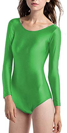 Carnavalife Body per danza, da donna, a maniche lunghe e girocollo argento XL Título (Verde, XXL)