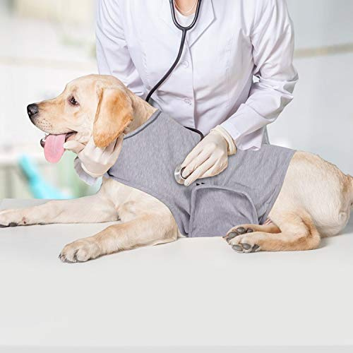 YUKOOL Anxiety Mantel für Hunde, leichte Wickelweste, Hunde-Angstjacke, verwendet zur sofortigen Therapie für Überspannung bei Blitzlicht und Feuerwerk, um beruhigenden Komfort zu halten, L, grau