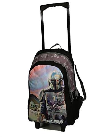 Bagtrotter Star Wars/The Mandalorian Baby Yoda Rucksack mit Rollen Schwarz und Grau