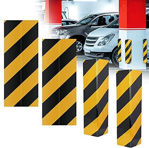 DECARETA 4 Stücke Kantenschutz Garage Türkantenschoner Selbstklebend Garagen Wandschutz EVA Schaumstoff Türschutz Garagenwand Türkantenschutz Autotür Wand Schutz mit Schwarz/Golden Streifen für Garage