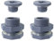 WHYHKJ 2 Sets PVC Kunststoff Schottverschraubung mit Stopfen korrosionsbeständig für Regentonnen, Aquarien, Wassertanks, Wannen, Pools (3/4 Zoll mit 4 mm dicker Silikondichtung), grau