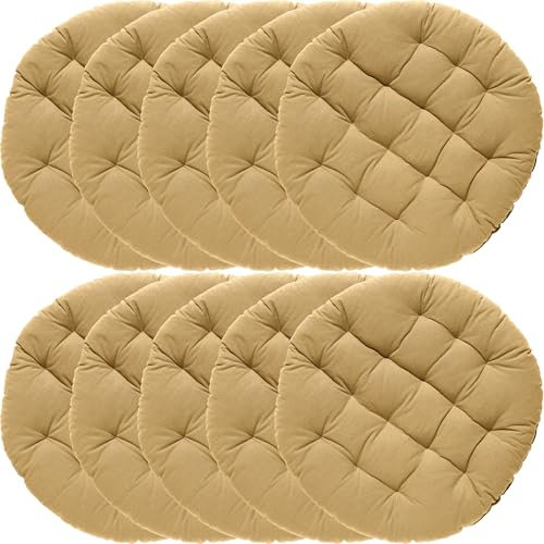 REDBEST Stuhlkissen, Stuhlauflage, Sitzkissen Uni 10er-Pack beige, Größe rund: 37 cm Ø - gesteppt, mit glatten, strapazierstarkem Gewebe (weitere Farben)