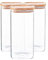 Argon Tableware Square Glass Storage Jars with Airtight Wooden Lids - 1500ml - 3 Pack - Modern Kitchen Container Preserving Jars for Pickling, Chutney, Jam, Coffee, Olives, Sugar, Spices
