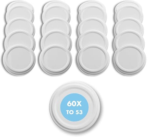 60 Stück Ersatzdeckel TO 53 I Mehrfarbige Twist-Off-Deckel 53 mm I für Gläser zur Aufbewahrung von Bevorratung,Deckel für Einmachgläser. Marmeladegläser, Honiggläser, Feinkostgläser