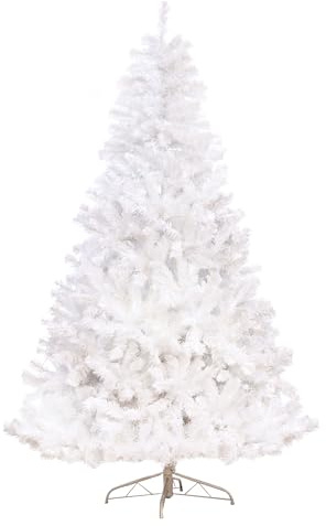 Christmas Tree World | 8ft Artificial Unlit Bianca Pine | Bushy and Luxury Quality PVC Tips | Easy to Assemble and Take Down | 142cm Diameter