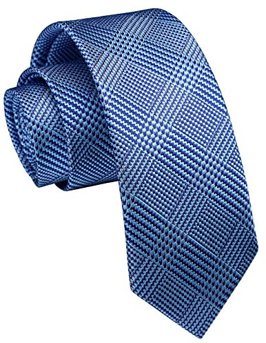 Enlision Plaid Herren Krawatte Hellblau Schmale Krawatte Seide Krawatten für Formelle Büro oder Hochzeit Business 6cm