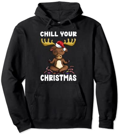 Elch macht Yoga Geweih Schneidersitz Chill your Christmas Pullover Hoodie