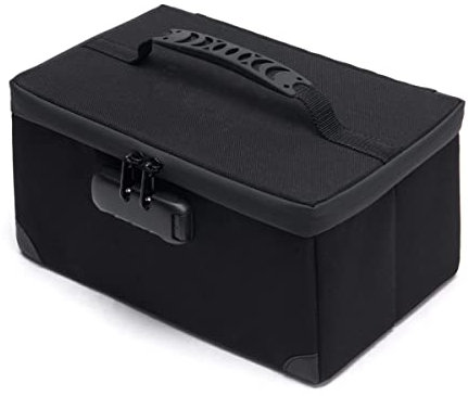 KaAutoler Portable Cosmetic Bag with Lock, Large Capacity Travel Makeup Case Organizer, Black, Minimalism