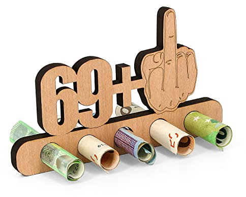 Giftota - Originelle Lustig 70. Geburtstag Geldgeschenk Holz - 69 + 1 - Geschenk zum 70.Geburtstag - Geburtstag Jubiläum - Geschenke aus Holz - Geschenke für Freunde, Familie