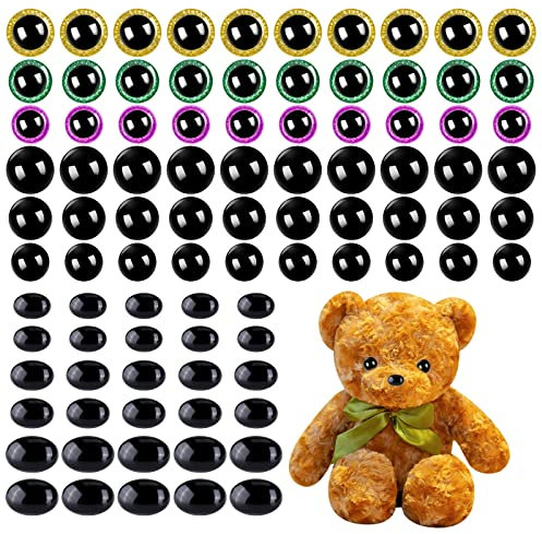 90 Stück Sicherheitsaugen und Sicherheitsnasen, 16-20mm Sicherheitsaugen für Häkeltiere Kunststoff Augen Nasen mit Unterlegscheiben Puppenaugen für Puppe Marionette Plüschtier Puppenherstellung