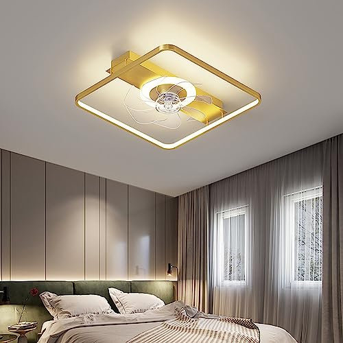 Wandun 45W Deckenventilator mit Beleuchtung und Fernbedienung, dimmbare LED Deckenleuchte mit Ventilator, LED Leise Reversibel Deckenventilator Mit Lampe, für Schlaf- und Esszimmer, 6-Gang, Timer (Co
