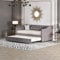 KUAKE Daybed, Jugendbett 90x200, funktionsbett ausziehbares, hautfreundlicher Leinenstoff Hemnes Bett Kinderbett Gästebett ﻿(Grau)