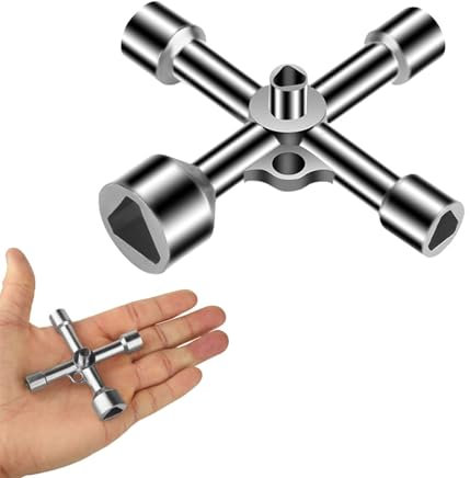 Kotkiddy Clé triangulaire 4 voies 5 tailles diamètre intérieur 5 mm/8 mm/9 mm/10 mm/13 mm Clé utilitaires pour boîte électrique, gaz, eau, compteur électrique, boîte d'armoire