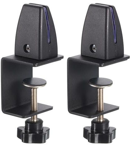 sourcing map Partition Support Bracket, 2pcs Adjustable Desk Divider Clamp Desk Privacy Panel Clamp for 3.2-9mm Thick, Black