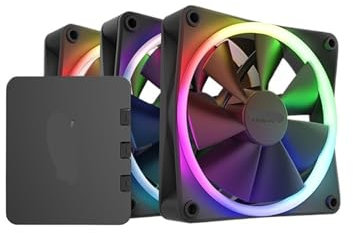 F120 140 RGB DUO 120 140mm double-sided aperture chassis water cooling fan (Color : F120 RGB DUO black 12CM three)