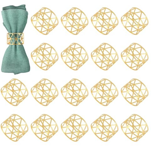 18 Pièces Rond de Serviette Doré, Boucle de Serviette de Table évidé Vintage, Anneau Serviettes en Métal, Rond de Serviette pour La Décoration de Table de Mariage, Réunion de Famille