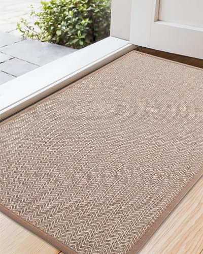 COLOR&GEOMETRY Dirt Trapper Door Matts Indoor 60x120 cm, Indoor Door Mat Non Slip, Front Door Mat Heavy Duty, Absorbent Doormats Inside for Entrance, Muddy Paws, Khaki (Rolled-up NO Creases)