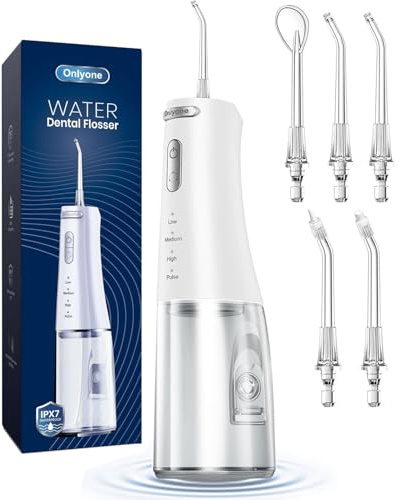 Onlyone Rechargeable Cordless Water Flosser with Adjustable Water Pressure for Daily Oral Care, Power Dental Flosser for Home and Travel Use, Portable Oral Irrigator for Sensitive Gums and Braces Care