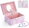 hombrima Musik-Schmuckkästchen mit Halskette, Armband, Musik-Schmuck-Aufbewahrungsbox mit drehender Ballerina, Geschenk-Set für Kinder, Mädchen, Kinder, Tochter