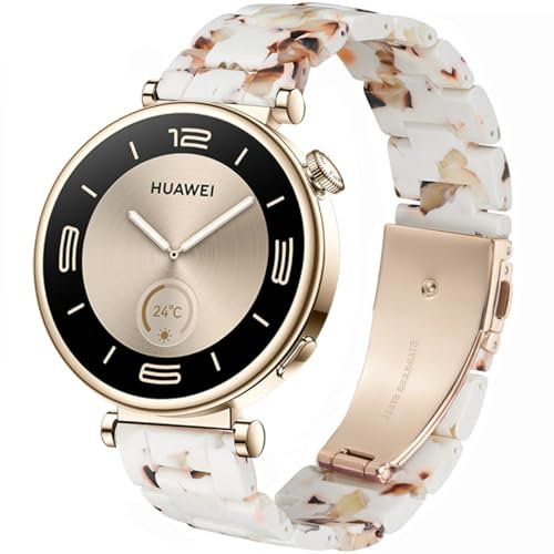 DEALELE Strap Compatible with Huawei Watch GT4 41mm / Garmin Venu 3S / 2S / Forerunner 265S / 255S / Fossil Women's Gen 6, 18mm Colorful Resin Replacement Bands for Women Men, Nougat