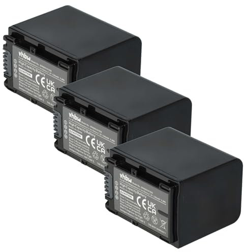 vhbw 3X Akku kompatibel mit Sony HDR-CX900E, HDR-HC9E, HDR-PJ10 Videokamera Camcorder (1300 mAh, 7,2 V, Li-Ion) + Infochip