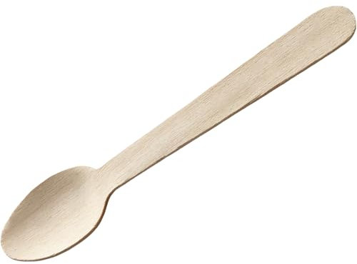 Yagerod Ensemble de couverts jetables en bois de qualité supérieure, – Couverts biodégradables respectueux de l'environnement pour desserts – 160 mm (100 cuillères à soupe)
