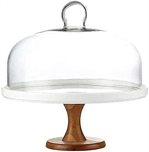 WOTZOV Soporte para Tartas, Plato de Fruta, Plato de cerámica con Tapa, Plato para Pan y Carne, cúpula de Cristal fácil de Limpiar, Bandeja Decorativa para Servir con,