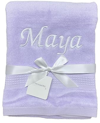 KIDDI-MEDIA Handtuch mit personalisierter Bestickung wie z.B. Name/Verschiedene Größen und Farben | 500 g/m² | 100% Baumwolle Frottier (Lavendel, 50 x 100 cm)