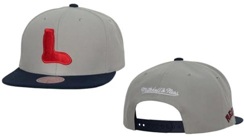 Mitchell & Ness Boston Red Sox New Evergreen Cooperstown Away Gray Blue Era Snapback Era Hat Cap, GRAU, Einheitsgröße