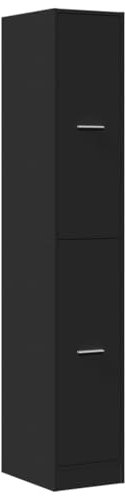 vidaXL Armoire d'apothicaire Noir 30x41x174,5 cm Bois d'ingénierie, Coffre d'apothicaire, Meuble d'apothicaire, Coffre à tiroirs d'apothicaire