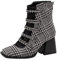 HSyc JRX Mujer Tacón Bloque Botines con Encaje y Tachuelas 7cm Tacón Zapatos de Invierno, Tela de rejilla, 34 EU