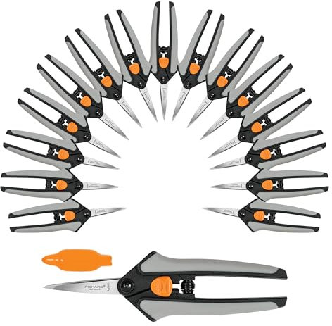 Fiskars 15-teiliges Gartenscheren-Set mit Mikrospitze, Präzisions-Edelstahlklingen, Softgrip-Griffe zum Schneiden und Formen Kleiner Pflanzen