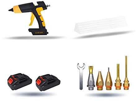 MZZYG Hot Glue Gun Cordless Hot Glue Gun Tool With Digital Display Thermostat Replaceable Battery Use 11mm Glue Sticks Pure Copper Nozzle(SET-1)
