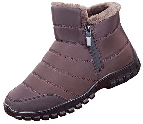 Inverno Uomo Stivali Da Neve Suola Spessa Antiscivolo Impermeabile Superiore Fisso Lato Cerniera Alto Per Caldo E Comfort Compatibile Con Moto Uomini Nero, a, 42 EU