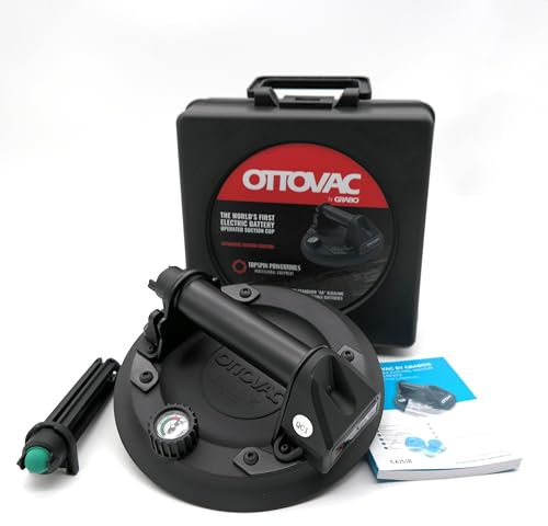 GRABO OTTOVAC by Akkubetriebener 20cm Vakuumsauger | mit Auto-Nachsauge-Funktion | Glassauger | Maximale Hebekapazität 120 kg | Inklusive 7,4V Li-Ionen Akku | Im stabilen Hardcase