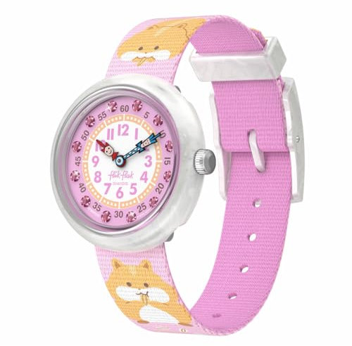Flik Flak Kinder-Armbanduhr, Rosa mit Hamstermotiv, Analoges Zifferblatt