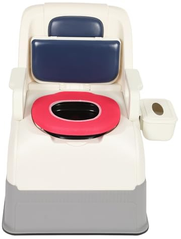 Nachttisch-Toilettenstuhl, Sicherheitstoilette 200Kg Tragfähigkeit, Toilettenstuhl für Toilette, Mobile Toilette Mit Sitz, Deckel und Toilettenpapier-Halter, für Camping (Dunkelblau)