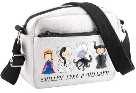 PLITI Evil Queen Gift Maleficent Crossbody Bag Chillin' Like a Villain Gift Descendants Fan Gift Evil Group Shoulder Bag, Like Villain Cbu, 24.5*8*18 cm
