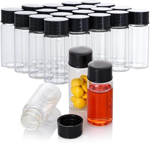 50 Pack 5ml Glas Flaschen mit Schraubkappen Labor klare Flüssigkeit Probe Flaschen für ätherisches Öl, Parfüm, Medikamente, Reagenz, Salbungsöl