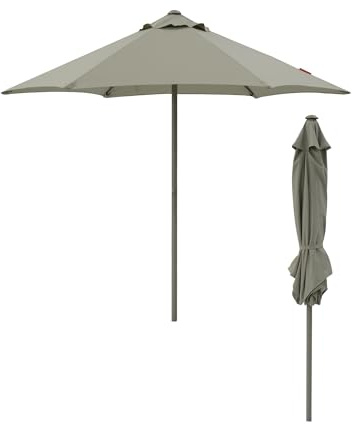 JJ. Sonnenschirm, gerade, rund, Push-Up, Durchmesser 230 cm, Durchmesser 2,3 m, einfache Öffnung, Push-Up, Polyestergewebe, 180 g/m², Tongrau, Tongrau, 230 x 230 x 220 cm - Toile de Ø230 cm (diamètre)