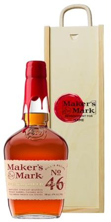 Personalised Maker’s Mark Bourbon Whiskey Gift Set – Alcohol Present for Men or Women – 70cl Kentucky Straight Bourbon (45% ABV) in Engraved Wooden Keepsake Box – Whiskey Gift for Him or Her