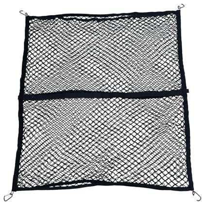 Double Layer Highly Elastic Cargo Net 3'x4'stretch to 6'x7', Pickup Truck Bed Cargo Net Mesh Organizer with 6 Hooks for Car Luggage Rear Boot Van Roof Storage Secures Tools/Sports Gear 【0.9x1.2m】