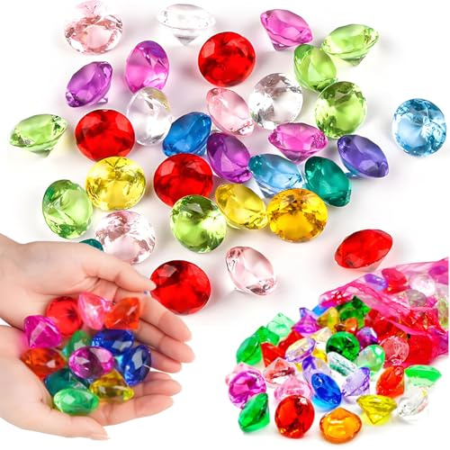 Diamonds and Gemstones for Children, Approximately 280 Acrylic Crystals Diamonds, Multicoloured Muggle Stones, Colourful, for Decoration (Coloured 2)